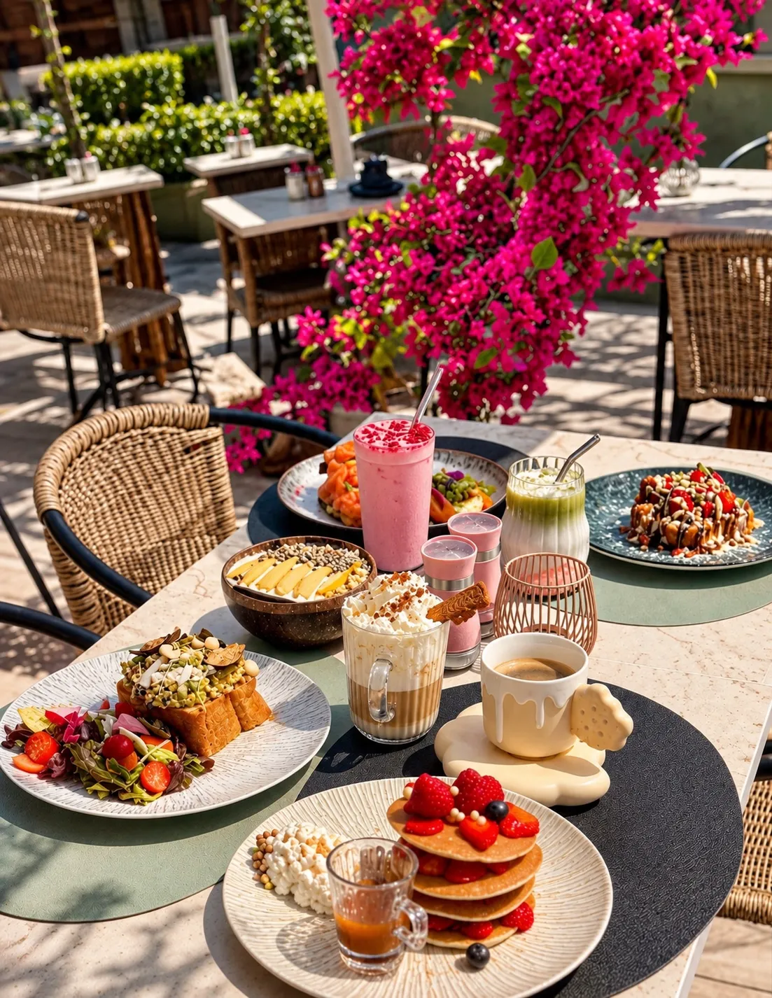Une table de brunch Exquizio en terrasse